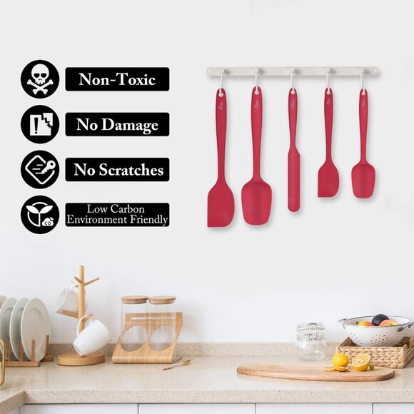 HOTEC Food Grade Silicone Rubber Spatula Set for Baking Heat Resistant Non Stick - Picture 8 of 10